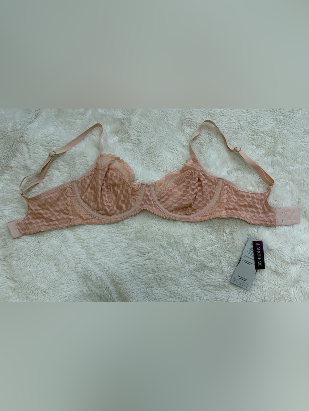 Adore Me Sheer Lace Unlined Bra - Blush Pink